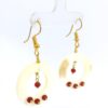 Gehna Jaipur Mother Of Pearl & Ruby Gemstone Circle Shape Earrings Made In .925 Solid Silver For Girls & Women ES-1920 - Image 3
