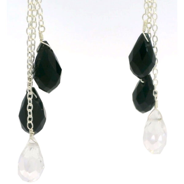 Gehna Jaipur Crystel & Black Spinel Drops Gemstone Earrings Made In .925 Solid Silver For Girls & Women ES-1921 - Image 4