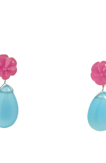Gehna Jaipur Tourmaline & Aquamarine Gemstone Knotted Earrings In Silver For Girls & Women ES-1927