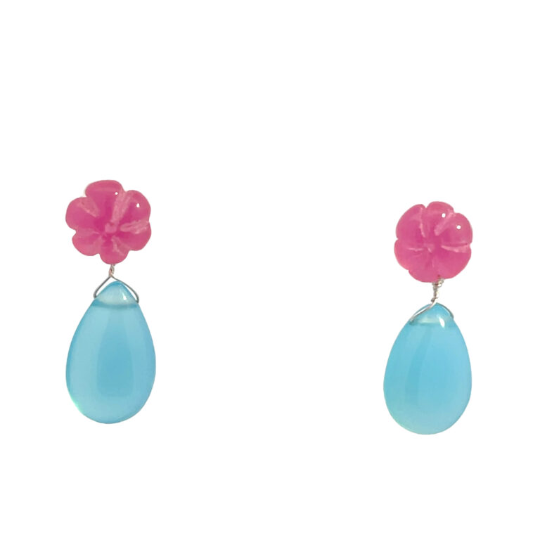 Gehna Jaipur Tourmaline & Aquamarine Gemstone Knotted Earrings In Silver For Girls & Women ES-1927