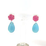 Gehna Jaipur Tourmaline & Aquamarine Gemstone Knotted Earrings In Silver For Girls & Women ES-1927 - Image 3
