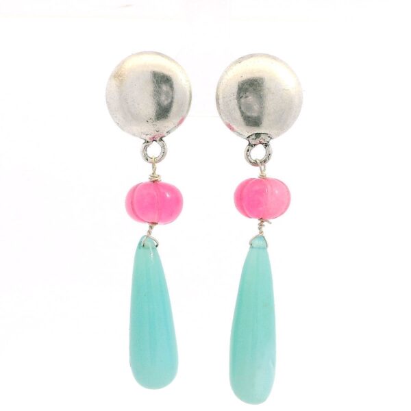 Gehna Jaipur Tourmaline & Aquamarine Gemstone Knotted Earrings In Silver For Girls & Women ES-1928