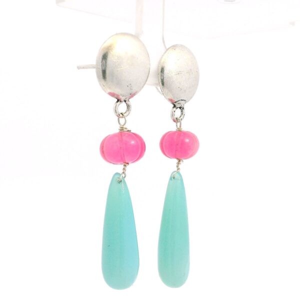 Gehna Jaipur Tourmaline & Aquamarine Gemstone Knotted Earrings In Silver For Girls & Women ES-1928 - Image 3