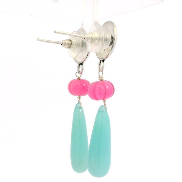 Gehna Jaipur Tourmaline & Aquamarine Gemstone Knotted Earrings In Silver For Girls & Women ES-1928 - Image 2