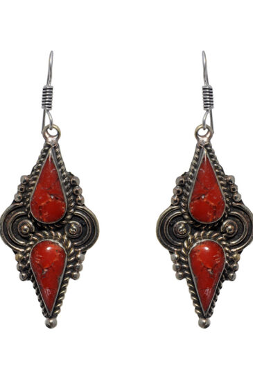 Gehna Jaipur Coral Gemstone Tibetan Earring  For Girls & Women IE-1010