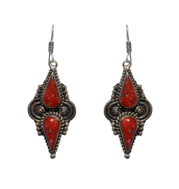 Gehna Jaipur Coral Gemstone Tibetan Earring  For Girls & Women IE-1010