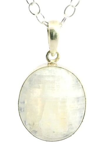 Gehna Jaipur Moonstone Oval Shape Gemstone Studded 925 Sterling Silver Pendant For Girls & Women SP03-1114