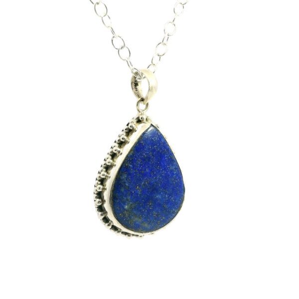 Gehna Jaipur Lapis Lazuli Pear Shape Gemstone Studded 925 Sterling Silver Pendant For Girls & Women SP03-1116 - Image 5