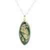 Gehna Jaipur Moss Agte Marquise Shape Gemstone Studded 925 Sterling Silver Pendant For Girls & Women SP03-1117