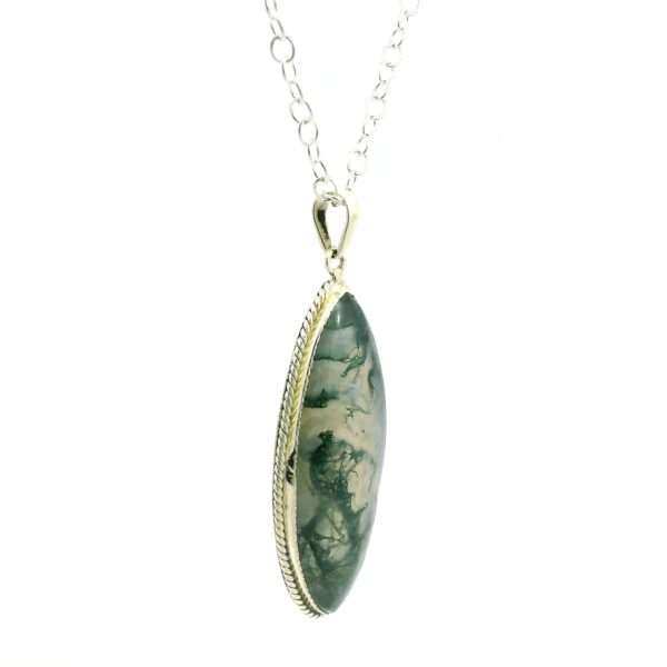 Gehna Jaipur Moss Agte Marquise Shape Gemstone Studded 925 Sterling Silver Pendant For Girls & Women SP03-1117 - Image 4