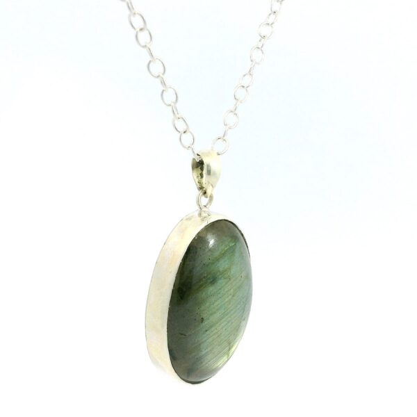 Gehna Jaipur Labradorite Oval Shape Gemstone Studded 925 Sterling Silver Pendant For Girls & Women SP03-1119 - Image 4