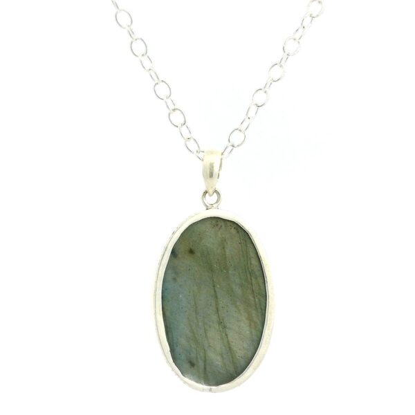 Gehna Jaipur Labradorite Oval Shape Gemstone Studded 925 Sterling Silver Pendant For Girls & Women SP03-1119 - Image 3