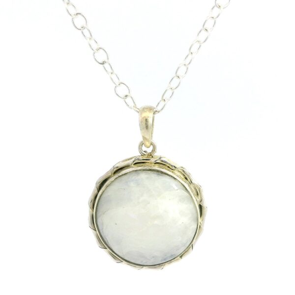 Gehna Jaipur Moonstone Round Shape Gemstone Studded 925 Sterling Silver Pendant For Girls & Women SP03-1122