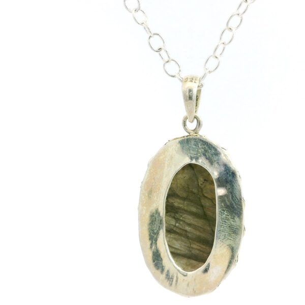 Gehna Jaipur Labradorite Oval Shape Gemstone Studded 925 Sterling Silver Pendant For Girls & Women SP03-1123 - Image 3
