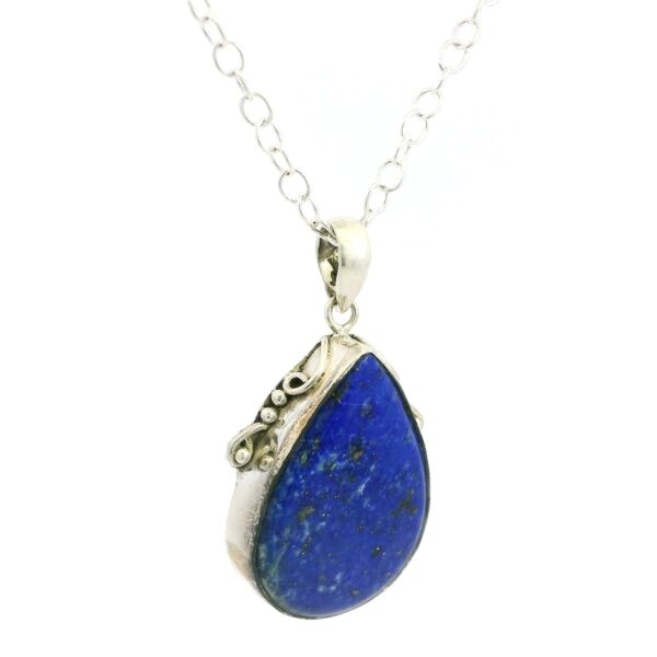 Gehna Jaipur Lapis Lazuli Pear Shape Gemstone Studded 925 Sterling Silver Pendant For Girls & Women SP03-1124 - Image 4