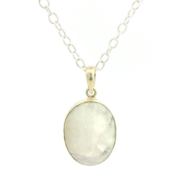 Gehna Jaipur Moonstone Oval Shape Gemstone Studded 925 Sterling Silver Pendant For Girls & Women SP03-1125
