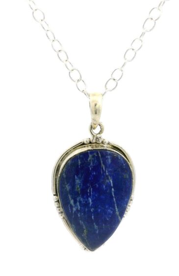 Gehna Jaipur Lapis Lazuli Pear Shape Gemstone Studded 925 Sterling Silver Pendant For Girls & Women SP03-1127