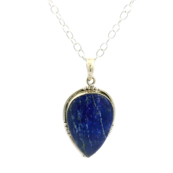 Gehna Jaipur Lapis Lazuli Pear Shape Gemstone Studded 925 Sterling Silver Pendant For Girls & Women SP03-1127