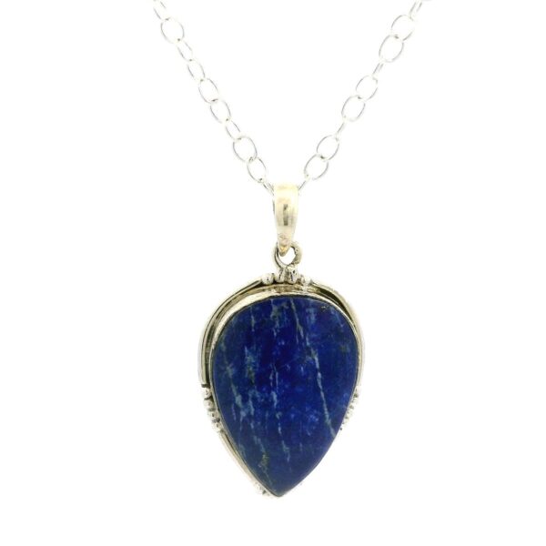 Gehna Jaipur Lapis Lazuli Pear Shape Gemstone Studded 925 Sterling Silver Pendant For Girls & Women SP03-1127 - Image 5