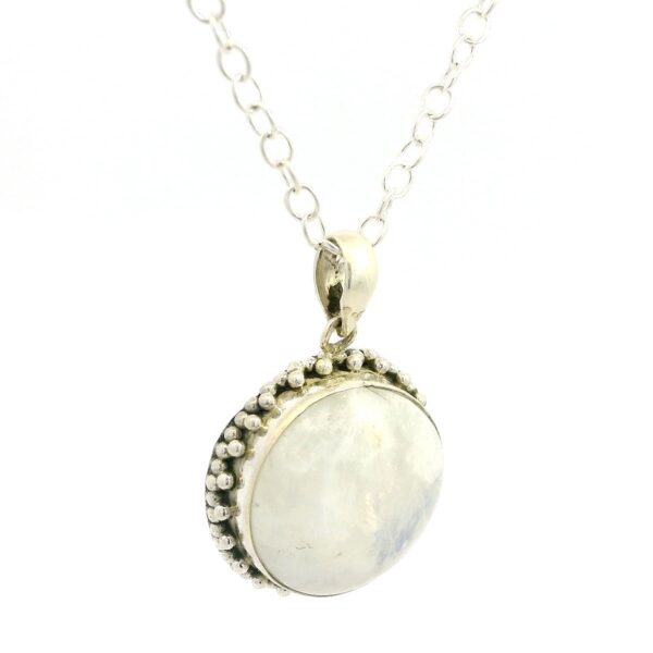 Gehna Jaipur Moonstone Round Shape Gemstone Studded 925 Sterling Silver Pendant For Girls & Women SP03-1128 - Image 3