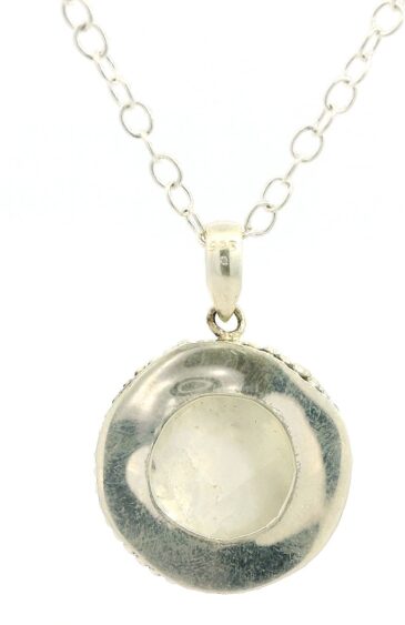 Gehna Jaipur Moonstone Round Shape Gemstone Studded 925 Sterling Silver Pendant For Girls & Women SP03-1128