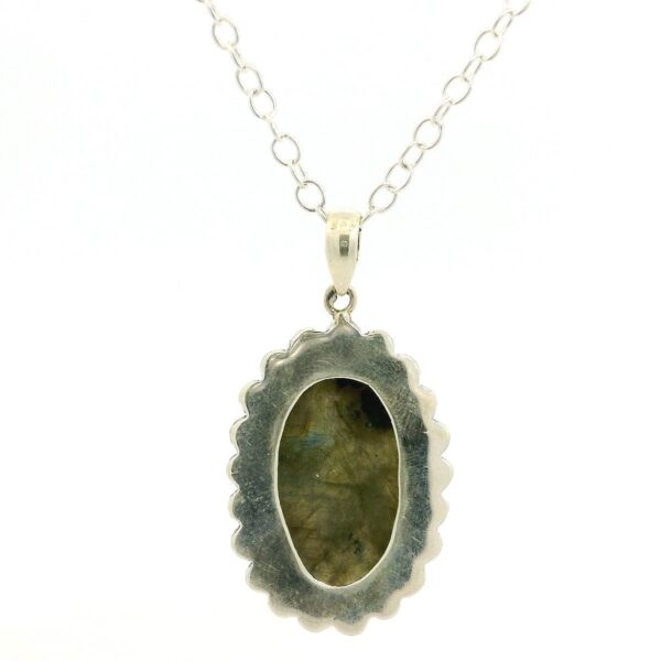Gehna Jaipur Labradorite Oval Shape Gemstone Studded 925 Sterling Silver Pendant For Girls & Women SP03-1129 - Image 2