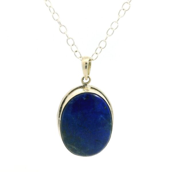 Gehna Jaipur Lapis Lazuli Oval Shape Gemstone Studded 925 Sterling Silver Pendant For Girls & Women SP03-1130