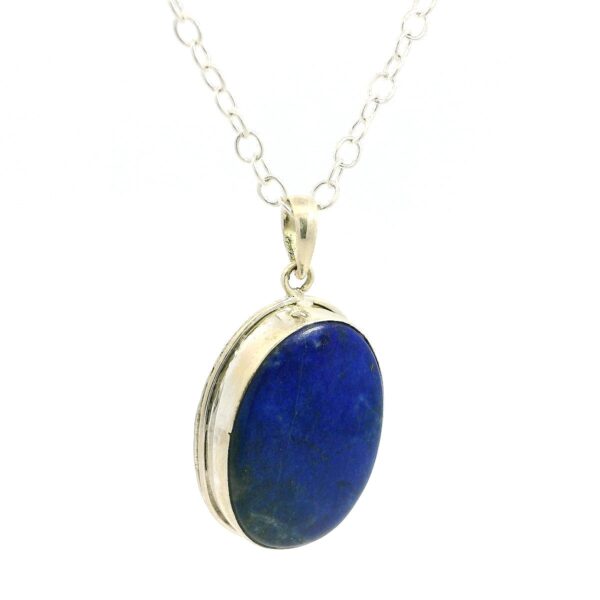 Gehna Jaipur Lapis Lazuli Oval Shape Gemstone Studded 925 Sterling Silver Pendant For Girls & Women SP03-1130 - Image 5