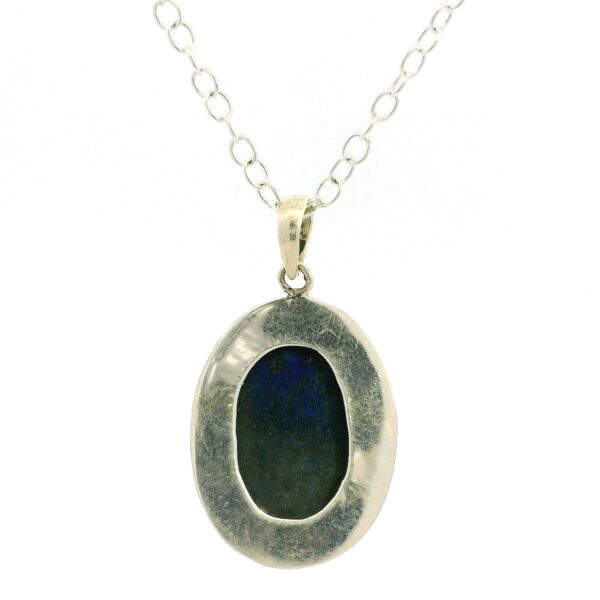 Gehna Jaipur Lapis Lazuli Oval Shape Gemstone Studded 925 Sterling Silver Pendant For Girls & Women SP03-1130 - Image 3