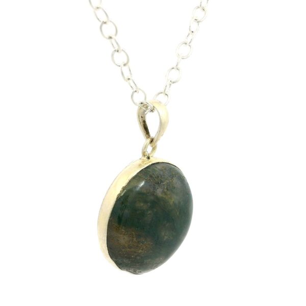 Gehna Jaipur Moss Agate Round Shape Gemstone Studded 925 Sterling Silver Pendant For Girls & Women SP03-1131 - Image 4