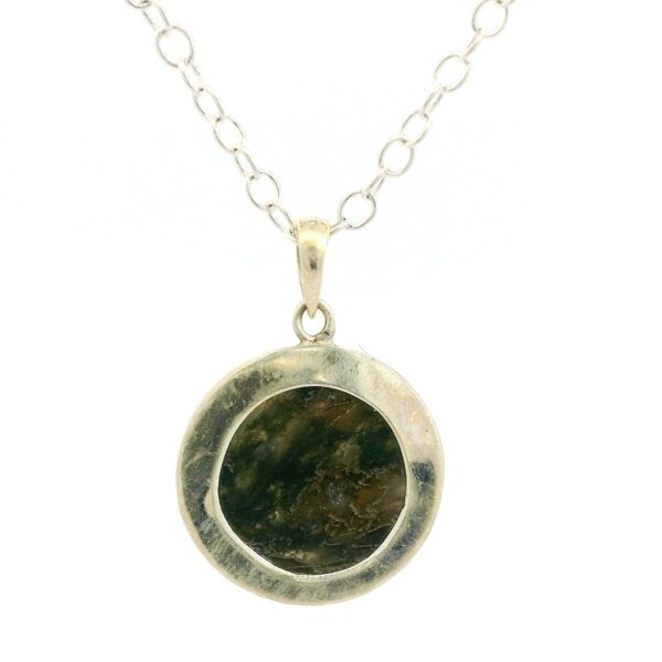 Gehna Jaipur Moss Agate Round Shape Gemstone Studded 925 Sterling Silver Pendant For Girls & Women SP03-1131 - Image 3