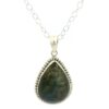 Gehna Jaipur Labradorite Pear Shape Gemstone Studded 925 Sterling Silver Pendant For Girls & Women SP03-1133