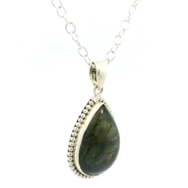 Gehna Jaipur Labradorite Pear Shape Gemstone Studded 925 Sterling Silver Pendant For Girls & Women SP03-1133 - Image 4