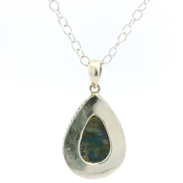 Gehna Jaipur Labradorite Pear Shape Gemstone Studded 925 Sterling Silver Pendant For Girls & Women SP03-1133 - Image 3