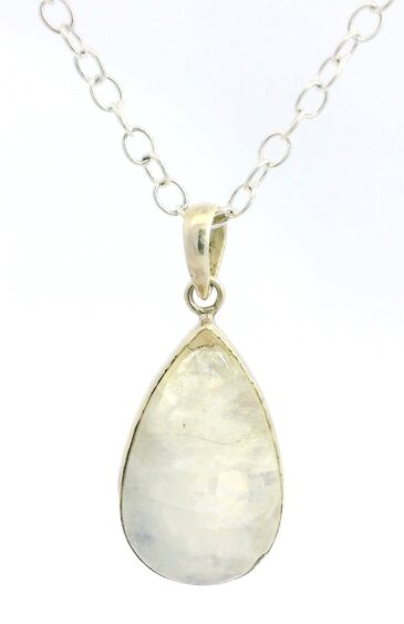 Gehna Jaipur Moonstone Pear Shape Gemstone Studded 925 Sterling Silver Pendant For Girls & Women SP03-1134