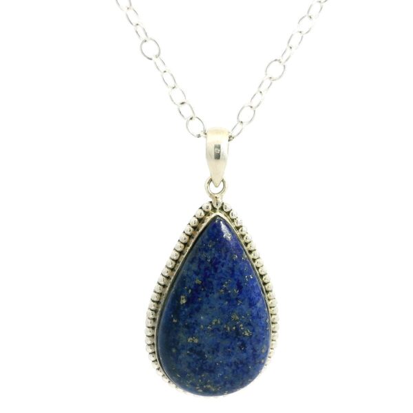 Gehna Jaipur Lapis Lazuli Pear Shape Gemstone Studded 925 Sterling Silver Pendant For Girls & Women SP03-1135