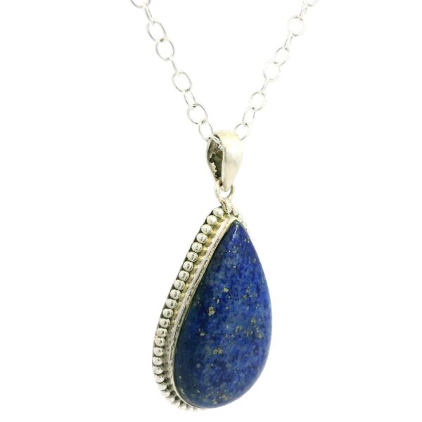 Gehna Jaipur Lapis Lazuli Pear Shape Gemstone Studded 925 Sterling Silver Pendant For Girls & Women SP03-1135 - Image 5