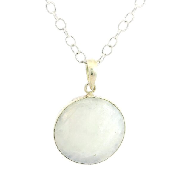 Gehna Jaipur Moonstone Round Shape Gemstone Studded 925 Sterling Silver Pendant For Girls & Women SP03-1136