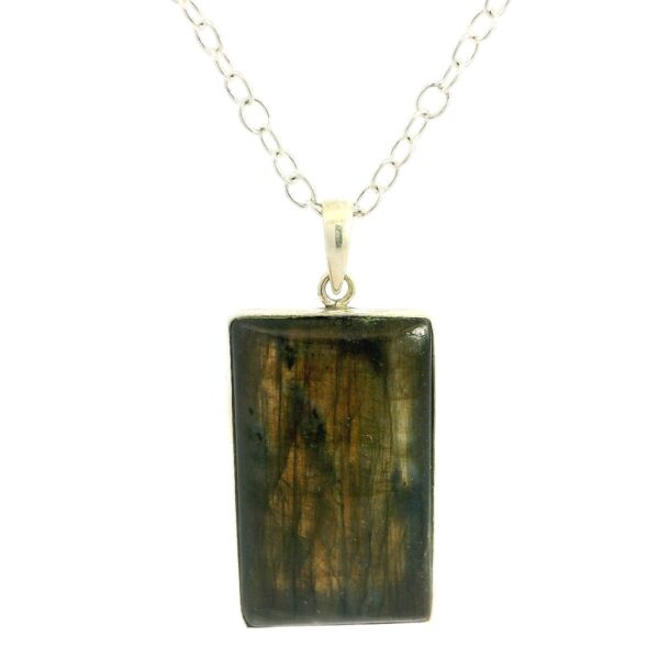 Gehna Jaipur Labradorite Octagon Shape Gemstone Studded 925 Sterling Silver Pendant For Girls & Women SP03-1137