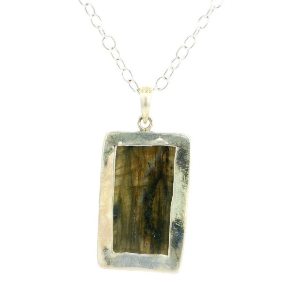 Gehna Jaipur Labradorite Octagon Shape Gemstone Studded 925 Sterling Silver Pendant For Girls & Women SP03-1137 - Image 3
