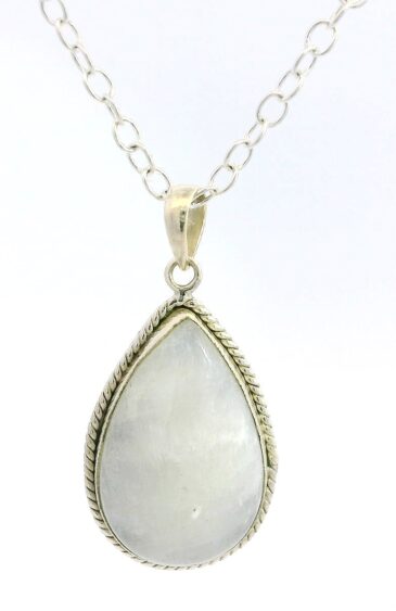 Gehna Jaipur Moonstone Pear Shape Gemstone Studded 925 Sterling Silver Pendant For Girls & Women SP03-1138