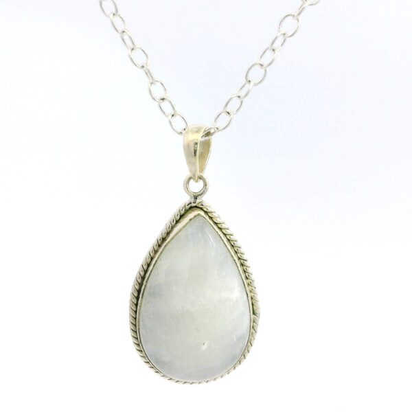 Gehna Jaipur Moonstone Pear Shape Gemstone Studded 925 Sterling Silver Pendant For Girls & Women SP03-1138