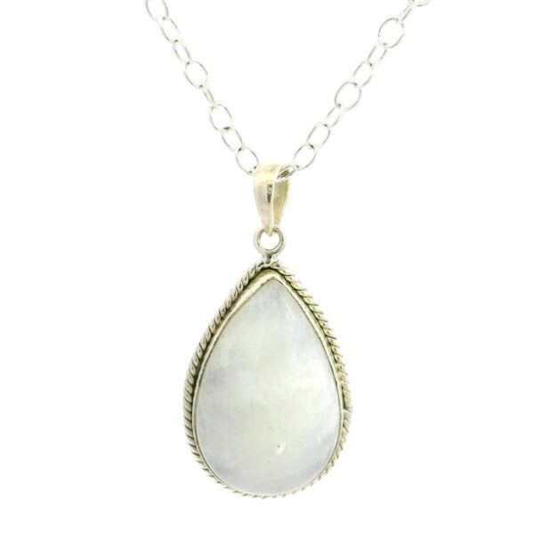 Gehna Jaipur Moonstone Pear Shape Gemstone Studded 925 Sterling Silver Pendant For Girls & Women SP03-1138 - Image 5