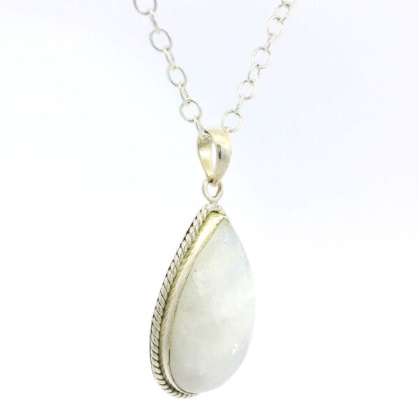 Gehna Jaipur Moonstone Pear Shape Gemstone Studded 925 Sterling Silver Pendant For Girls & Women SP03-1138 - Image 3