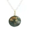 Gehna Jaipur Moss Agate Round Shape Gemstone Studded 925 Sterling Silver Pendant For Girls & Women SP03-1139