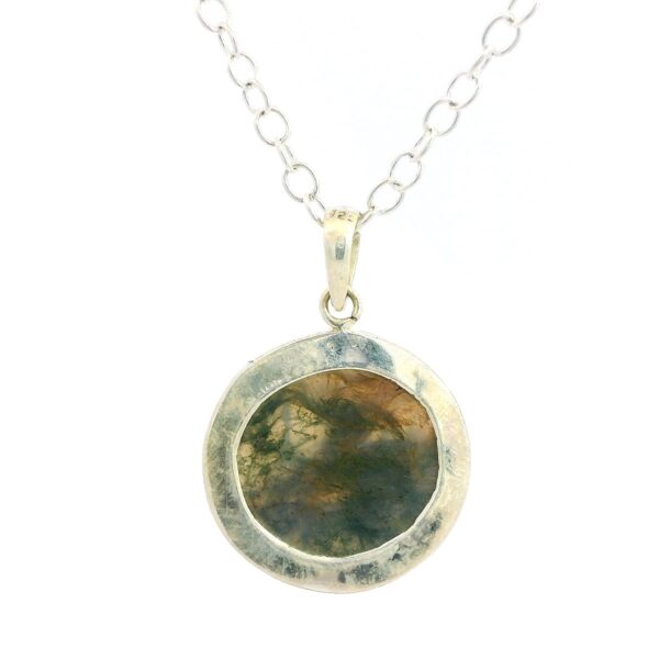 Gehna Jaipur Moss Agate Round Shape Gemstone Studded 925 Sterling Silver Pendant For Girls & Women SP03-1139 - Image 4