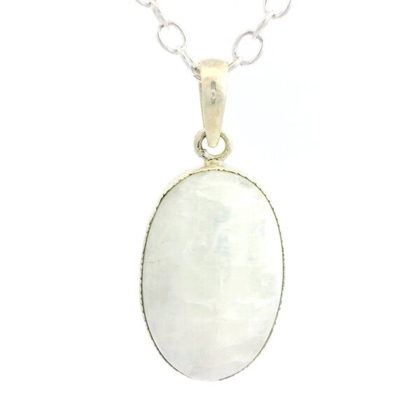 Gehna Jaipur Moonstone Oval Shape Gemstone Studded 925 Sterling Silver Pendant For Girls & Women SP03-1140