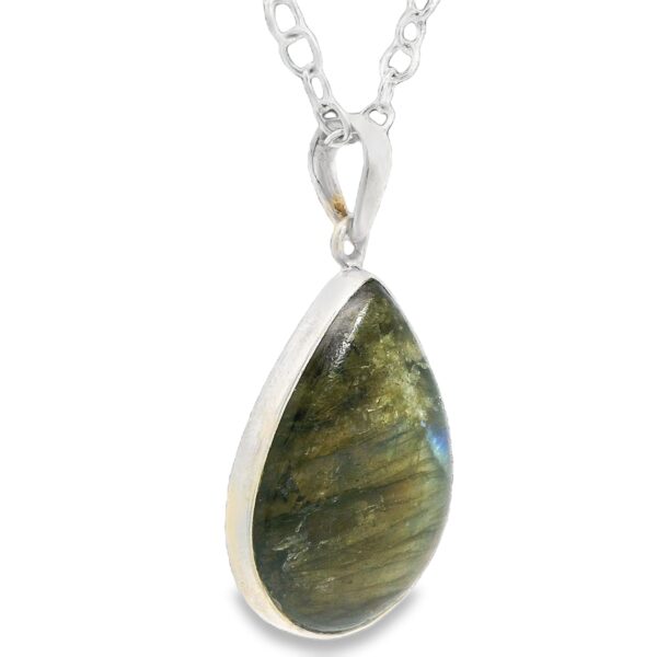 Gehna Jaipur Labradorite Pear Shape Gemstone Studded 925 Sterling Silver Pendant For Girls & Women SP03-1141 - Image 4