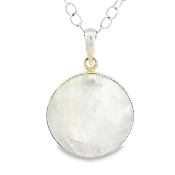 Gehna Jaipur Moonstone Round Shape Gemstone Studded 925 Sterling Silver Pendant For Girls & Women SP03-1142