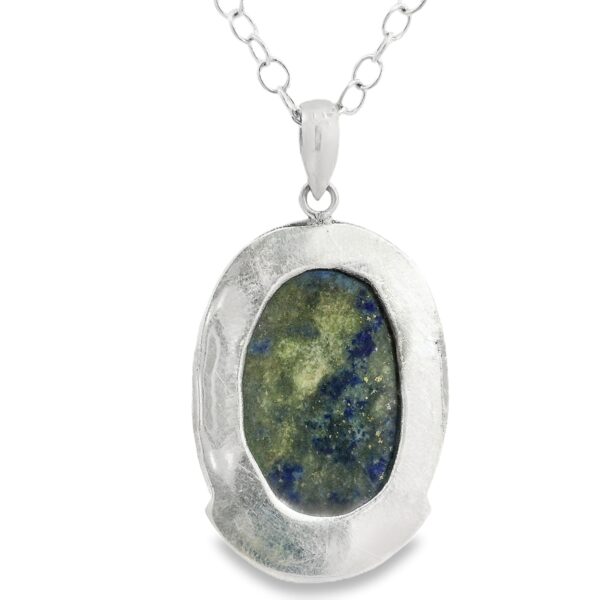 Gehna Jaipur Lapis Lazuli Oval Shape Gemstone Studded 925 Sterling Silver Pendant For Girls & Women SP03-1143 - Image 4